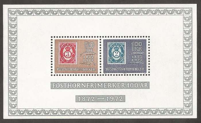 Norway 1972, NK BL1, Posthorn Jubilee Miniateur Sheet