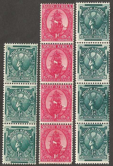 Union of SA SACC104 MonoCoils Varities. Darker stamp, Fine. Rope variety, coarse