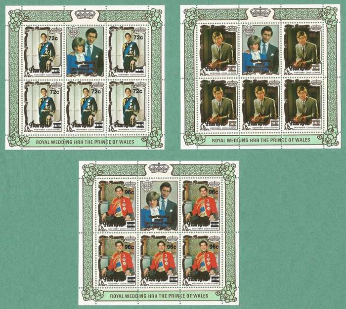 Penrhyn Islands 1983 Overprints - Royal Wedding- MNH- Sheets- Thematic