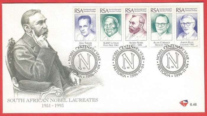 RSA- FDC- South African Nobel Laureates - SACC 6.46-1996- Cancel- Pretoria