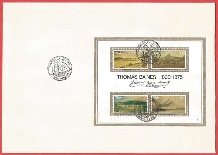 RSA- 1975- Thomas Baines- FDC/ Commemorative/ Private-M/S- Cancel- Durban