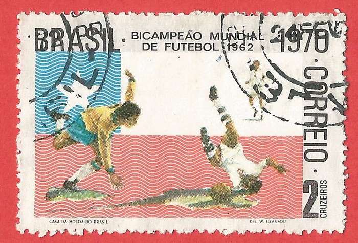 Brazil 1970 Brazil`s Third Victory in the Football World Cup - Used- Cancel- Postmark- Post mark