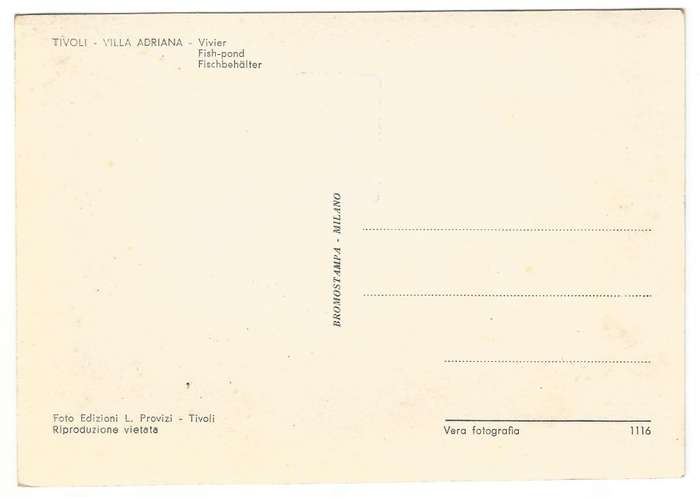 Post Card - Unused- Tivoli - Villa ADRIANA- Fish-Pond- 1116