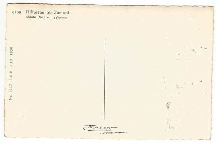 Post Card - 6709 Riffelsee ob Zermatt- Monte Rosa u. Lyskamm- No 1217 B R B- Unused
