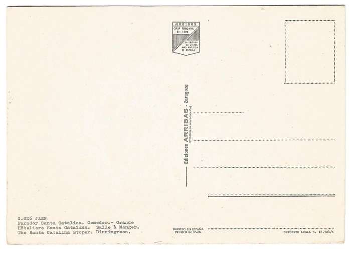 Post Card - 2.026 JAEN- The Santa Catalina Stoper- Dinningroom- Unused