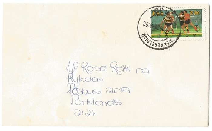 RSA- Domestic Mail- Cover + FIVE ROSES Competition Entry Form- FDC- Cancel- Used- Postmark
