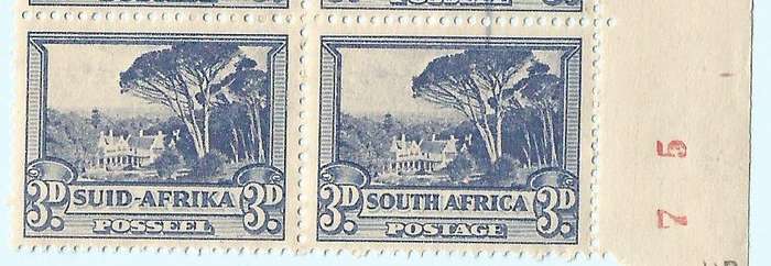 Union of  South Africa- MNH- SACC59 3d Groote Schuur Doctor bade flaws, Marginal piece