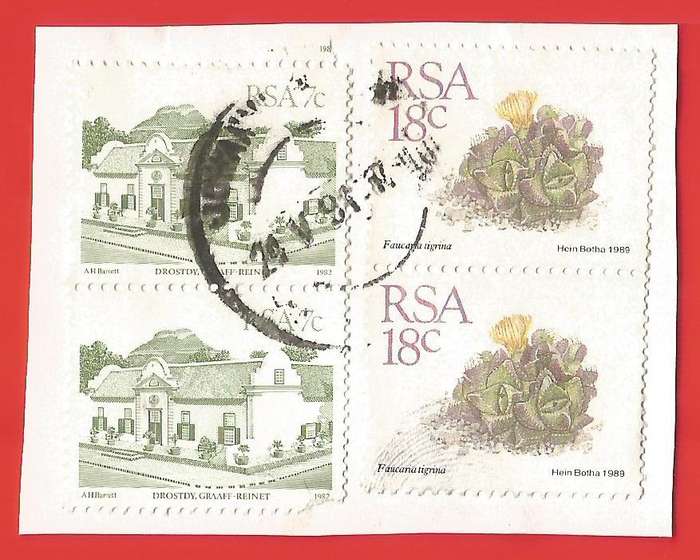 Republic of South Africa- Used- Cancel- Postmark- On Paper-Thematic-Floral