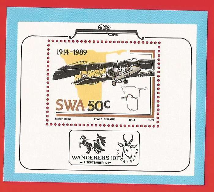 SWA-1989- M/S-MNH- SACC 525a-Thematic-Aviation-Plane-Transport