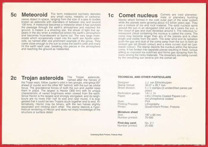 Ciskei-1991 F.D For A Collection- Thematic-Definitive-Solar System-Space-M/S-CTO