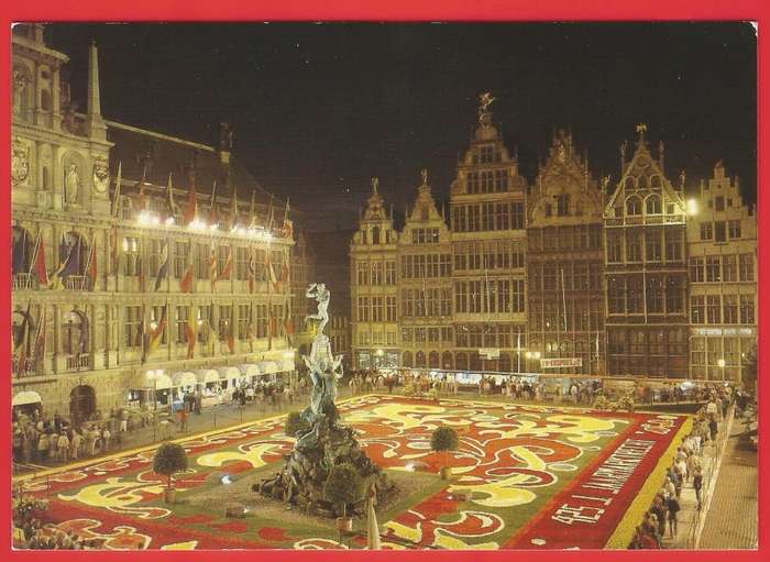 Postcard- Post Card- Unused- Belgium - Market Place Townhall, Flower Carpet