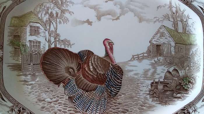 Barnyard King-Johnson Bros England-Pat no 164113E-Platter-A Genuine Hand Engraving