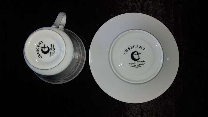 Cup and Saucer-Crescent-Fine China-Made in China-JIE PAI-Mix and Match