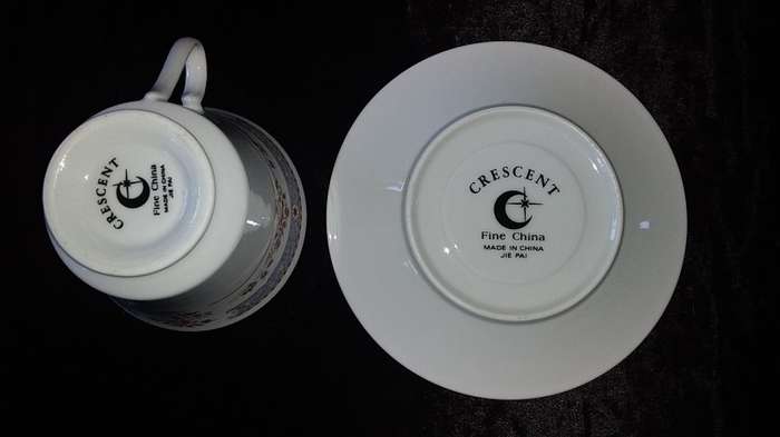 Cup and Saucer-Crescent-Fine China-Made in China-JIE PAI-Mix and Match
