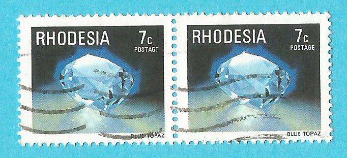 Rhodesia-7c-Blue Topaz-Used-Cancel-Thematic-Stones-Blue Topaz
