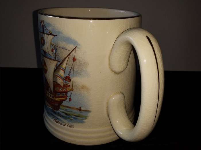 ELIJAH COTTON Ltd-Lord Nelson Ware Westward ho(me) -Staffordshire England-Beer Mug-Sail Boat Scene