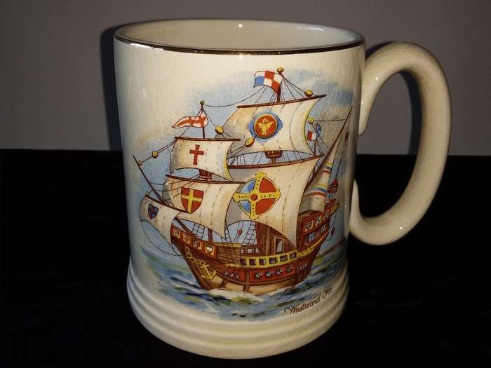 ELIJAH COTTON Ltd-Lord Nelson Ware Westward ho(me) -Staffordshire England-Beer Mug-Sail Boat Scene