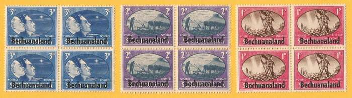 Bechuanaland-MNH-Set-Blocks-Thematic-Farming-Victory-Toning Noted