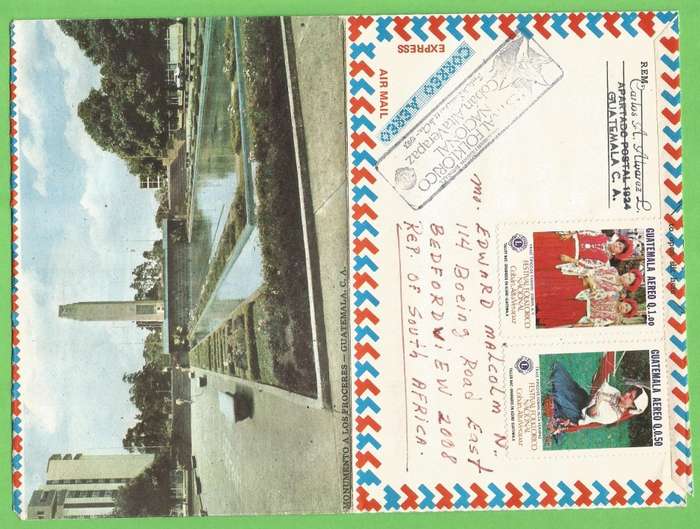 Air Mail-Monumento A Los Proceres- Guatemala-Thematic-Monument