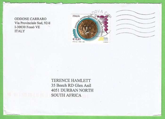 Domestic Mail-Cover-ITALY-Cancel-Thematic-Symbol