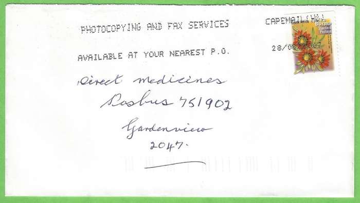 RSA-Domestic Mail-Cover-Ink Jet Stamp Cancelling-2007-Capemail-Thematic-Flora