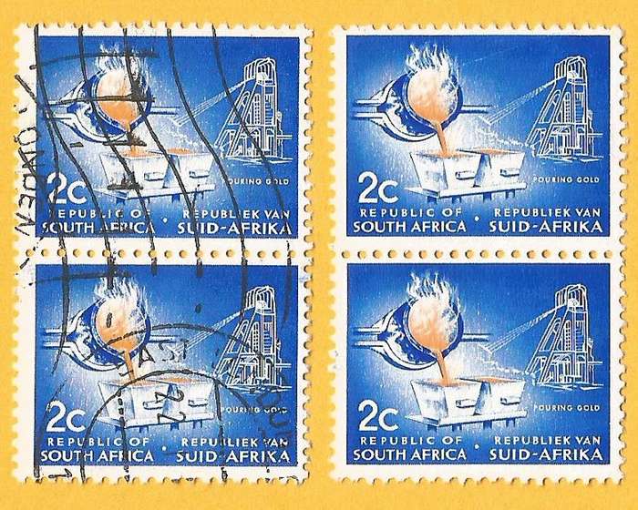 RSA-First Definitive-2c-Pouring Gold-Used-Cancel-Thematic-Industry-Mining-Gold