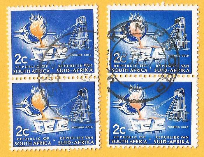 RSA-First Definitive-2c-Pouring Gold-Used-Cancel-Thematic-Industry-Mining- Floating Gold Variety