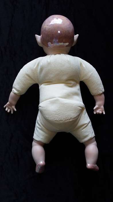 Kay McKee 1986 Pixie Doll. Pink. Very collectable Marked Bell Ceramics