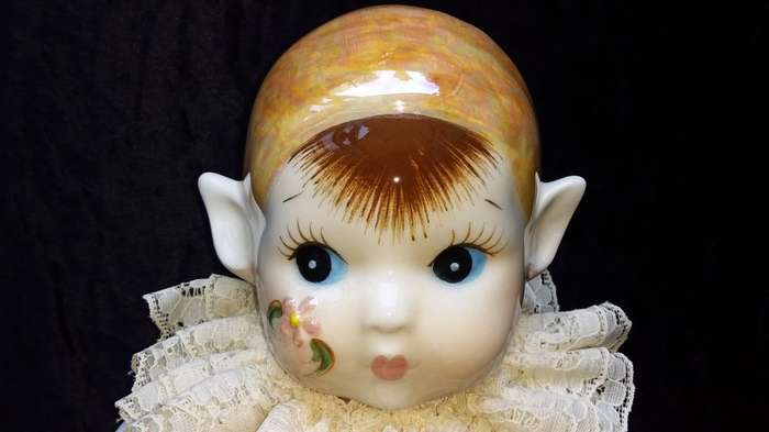 Pixie Collectors Doll - White with peach hat and shoes -Not Marked - same style as Kay Mckee dolls