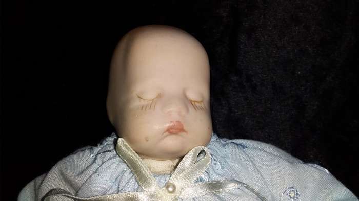 Sleeping Baby Doll Blue outfit. Collectable Doll -Not Marked