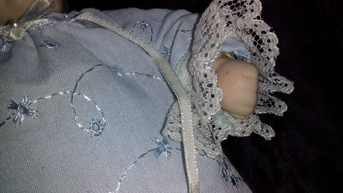 Sleeping Baby Doll Blue outfit. Collectable Doll -Not Marked