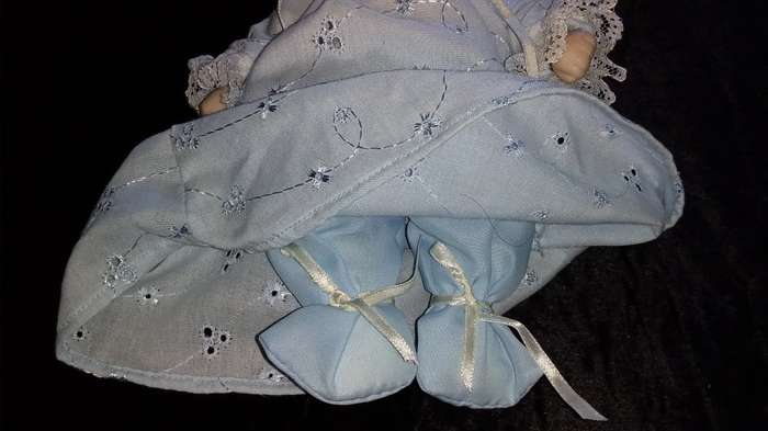 Sleeping Baby Doll Blue outfit. Collectable Doll -Not Marked