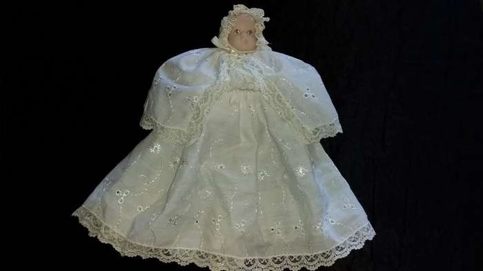 Baby Doll in White Christening gown Collectors Doll-Not Marked