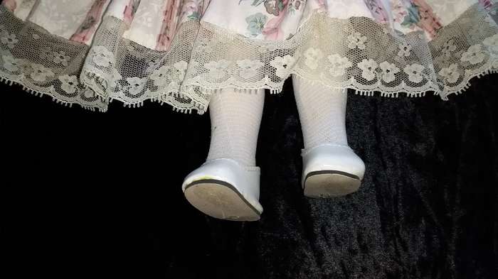 Collectors Doll- Not Marked blue dress, lace trim