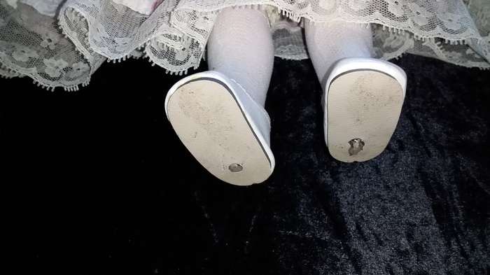Collectors Doll- Not Marked blue dress, lace trim