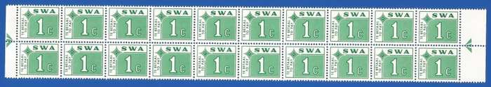 SWA 1972 Postage dues SACC62 - MNH - Arrow blocks