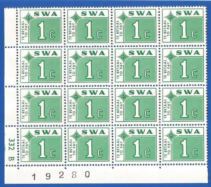 SWA 1972 Postage dues SACC62 - MNH - Corner block