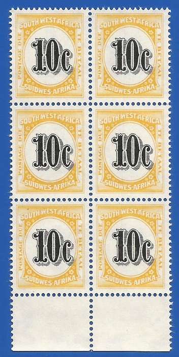 SWA 1961 Postage dues SACC61 - MNH - Marginal Piece. Vignette shifted right