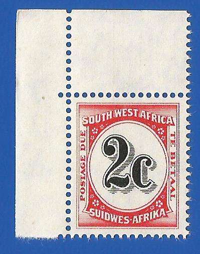 SWA- Postage dues- SACC57 - 2c - MNH Variety line through stamp