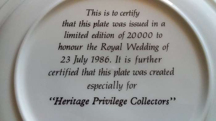 `Heritage Privilege Collectors`-Limited Edition - The Royal Wedding of Sarah and Andrew