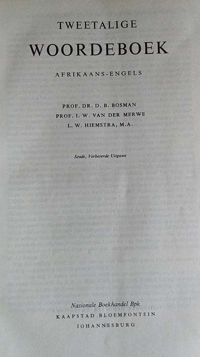 Book- 1966- Tweetalige Woordeboek- Afrikaans-Engels- 958 Pages