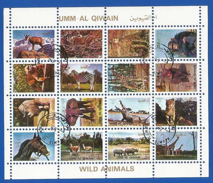 Umm-Al-Qiwain-Used-M/S-1973 1972 Airmail - Endangered Animals -Thematic-Fauna-Wild Animals