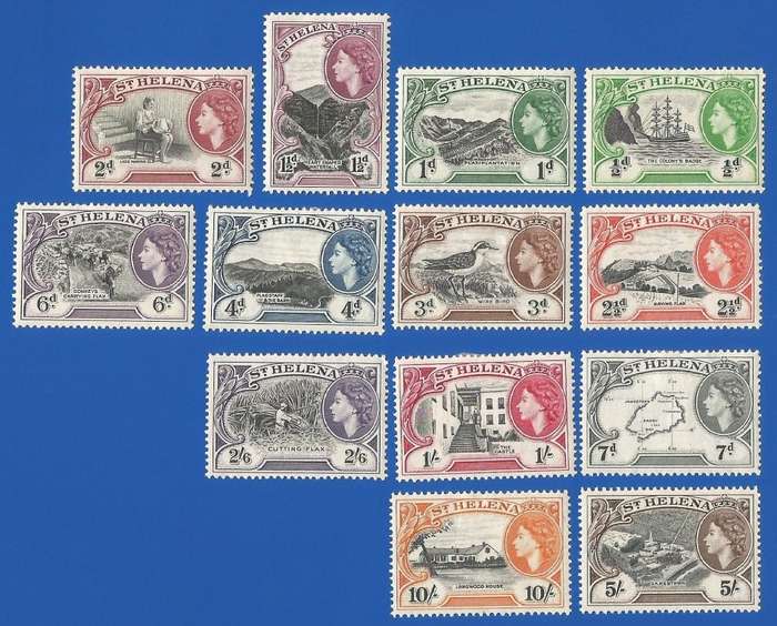 St Helena 1953 Queen Elizabeth II -MM-Thematic-Buildings-Fauna-Flora-Birds