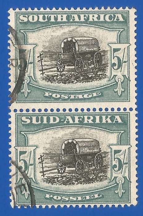 Union of South Africa SACC121 - Used- Pair- 5/- Thematic-Transport-Wagon