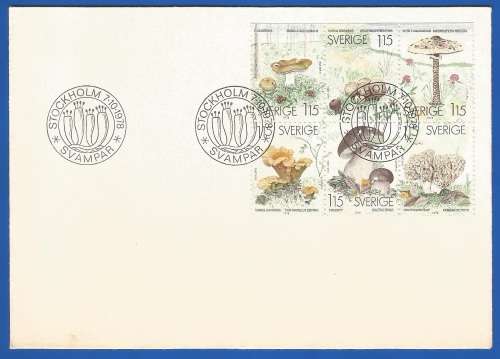 Sweden-FDC-1978 Mushrooms -Used-Collectable-Thematic-Flora-Fungi
