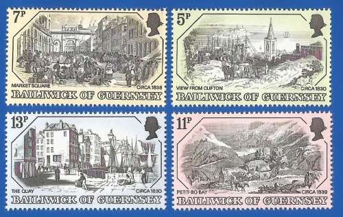 Bailiwick Of Guernsey 1978 Old Copperplate -MNH-Thematic-Places of Interest-History