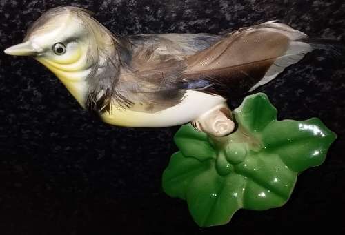 Capri - Hand pained bird with real feathers. Collectable - Ornament