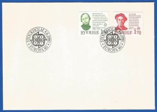 Sweden-1980 EUROPA Stamps - Famous People -Cover-FDC-Cancel-Thematic-Famous People