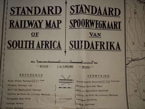 Standard Railway Map Of South Africa-1940 up to the Rhodesia`s