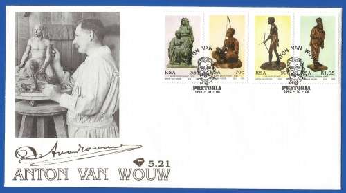 RSA-130th Birth Anniversary of Anton van Wouw-SACC5.21+S18-1992-FDC-Cover-Thematic-Art-Sculpture